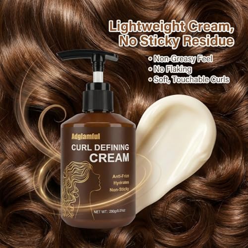 Adglamful Curl Defining Cream - Anti-Frizz Hydrating 8.81 fl oz