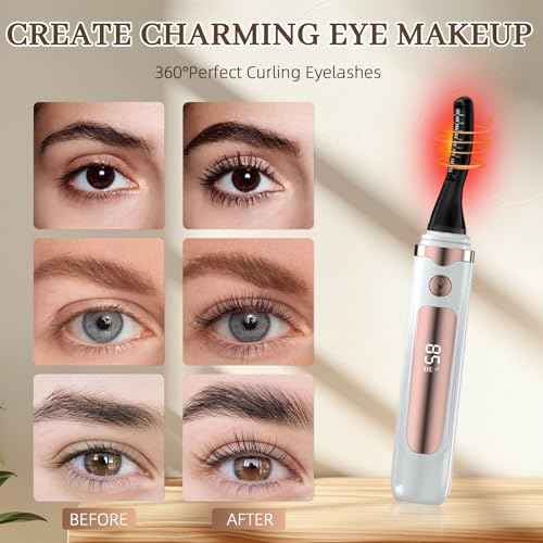 2025 Heated Eyelash Curler-USB Rechargeable Electric Eyelash Curler- Eyelash Curlers Heated 4 Temperature Modes Fast Heat Up Within 5s - 24 Hours Long Lasting- with Led Display for Women Girls (White)