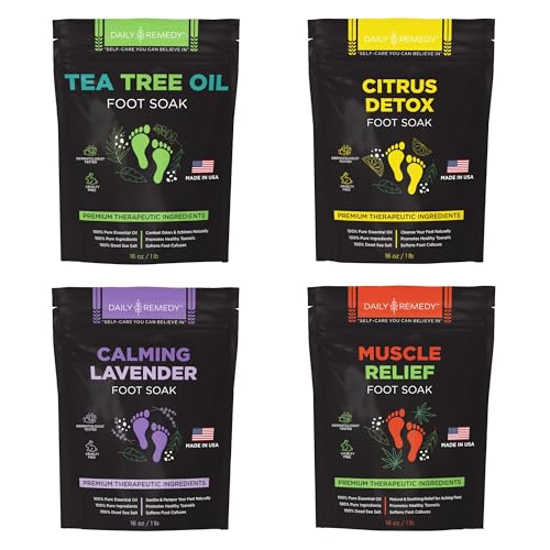 Daily Remedy Natural Foot Soak Salts Variety Pack - 4 Pack Epsom Soaks