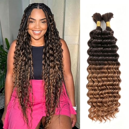 Human Braiding Hair Extensions Deep Wave Bulk for Boho Braids 20-24 Inch
