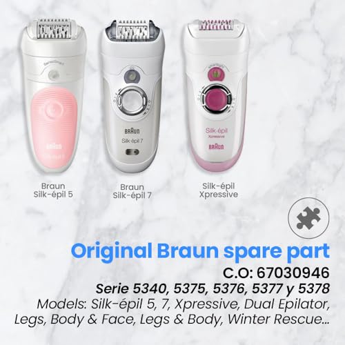 Braun Replacement Hair Removal Head 67030946 Compatible with Braun Silkepil 7 Xpressive Pro and Braun Silk Epil 5, White
