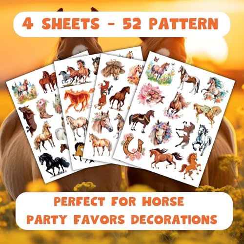 Horse Temporary Tattoos 52 Pcs Party Favors
