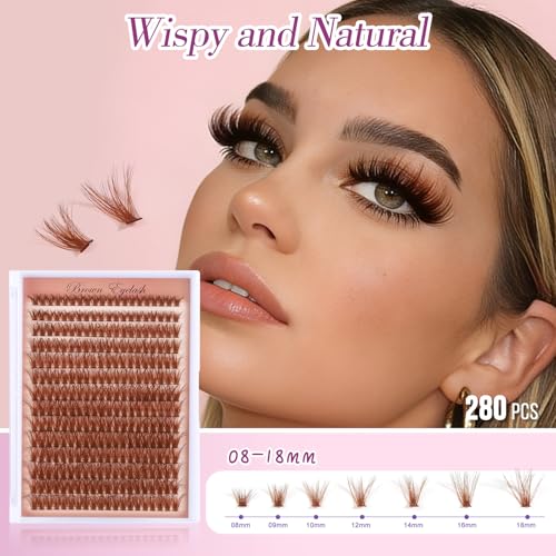 Brown Wispy Lash Clusters 280 Pcs 8-18mm Mix - DIY Lash Extensions