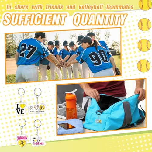 Meanplan 60 Pcs Softball Party Favors Softball Team Gifts for Players with 12 Set Bracelets Keychains Makeup Bag Mini Brush with Mirror Hair Scrunchies for Sport Party Supplies