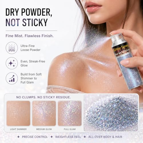 Go Ho Rainbow Glitter Spray - Ultra-Fine Hair & Body Sparkle