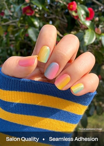ohora Semi Cured Gel Nail Strips N Pastel - Yellow Ombre, Salon-Quality, Long Lasting, Easy Application & Removal