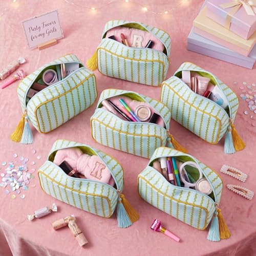 Kacctyen 6 Pack Striped Makeup Bags - Travel Cosmetic Pouches