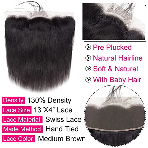 13x4 Hd Transparent Lace Frontal Closure Cheap Straight 100% Unprocessed Brazilian Virgin Human Hair Closures For Black Women Ear To Ear HD Lace Frontal Closure Free Part Pre Plucked With Baby Hair