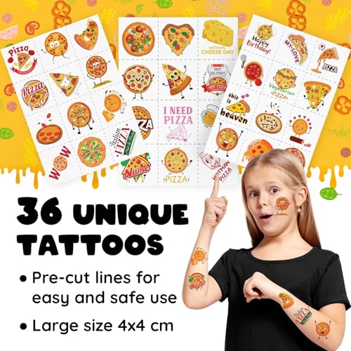 Pizza Party Favors Set - 24 Slap Bracelets & 36 Temporary Tattoos