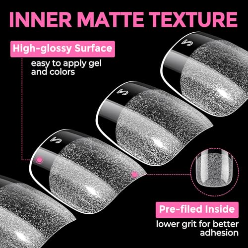 UNA GELLA Extra Short Squoval Gel Nail Tips 216pcs Pre-Shaped Matte Finish
