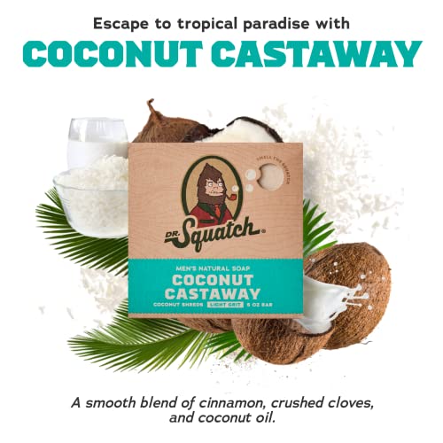 Dr. Squatch Natural Men¡¯s Bar Soap - Cold Process Body Soap Bar with Natural Oils - Gifts for Men - Coconut Castaway, Fresh Falls, Cool Fresh Aloe, Grapefruit IPA & more (5 oz, 10-Pack)