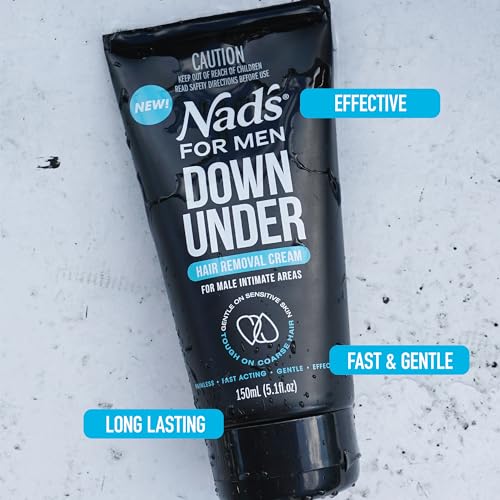Nad's For Men Down Under Hair Removal Cream 5.1 Fl Oz Pack of 2 - Gentle & Painless Depilatory for Body & Intimate Areas