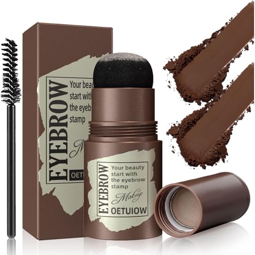 Eyebrow Stamp and Eyebrow Stencil Kit, Eye Brow Stencil Kit for Beginners 24 Reusable and Washable Eyebrow Kit, Brow Stencil and Stamp Kit Smudge-Proof & Long-lasting & Waterproof (Dark Brown)