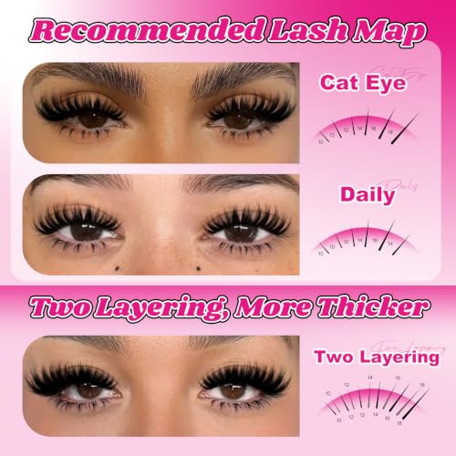 MilyBest Flora Lash Clusters with Spikes (Lashes Only) 10-18mm D-Curl - Natural Wispy to Fairy Glam