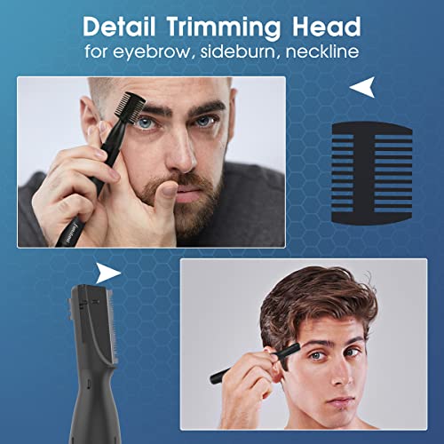 Upgraded Eyebrow Trimmer, Precision Detailer Battery-Operated Eyebrow Razor and Shaper, Electric Facial Hair Trimmer with Comb, Dual-Blade Grooming Tool, No Pulling Sensation