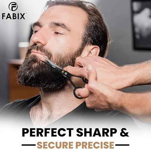5¡± Professional Beard Mustache Scissors with 1 Beard Comb, 1 Mustache Comb and Travel Pouch - Perfect Beard Trimming Scissors for All Facial Hair Scissors - Grooming Scissors
