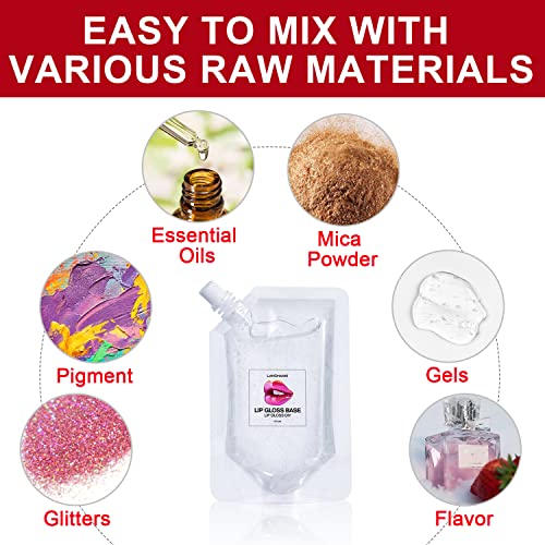 Eakroo 2Pcs Moisturize Lip Gloss Base Oil Material Makeup Primers, Non-Stick Lip Gloss Clear Primer for DIY Handmade Lip Oil Lip Plumper Lip Gloss Making Kit Supplies -100g (2Pack 100ml)