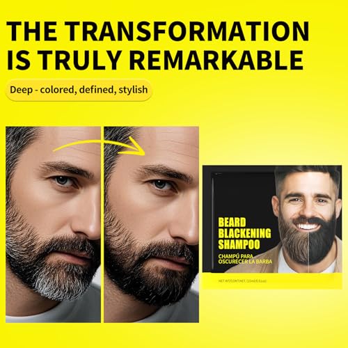 gowwim Beard Dye Shampoo for Men, Natural Plant Extracts Blackening Beard Color Skin-Friendly 10x15ml Travel Packs