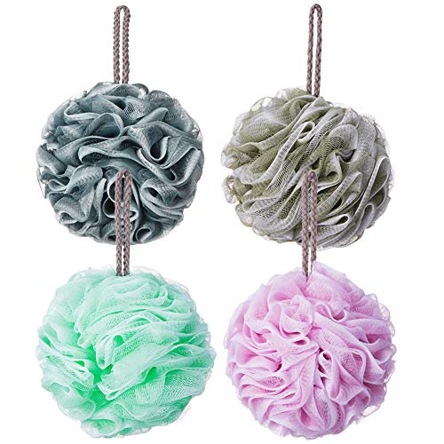 Loofah Bath Sponge Exfoliating Shower Pouf 4 Pack