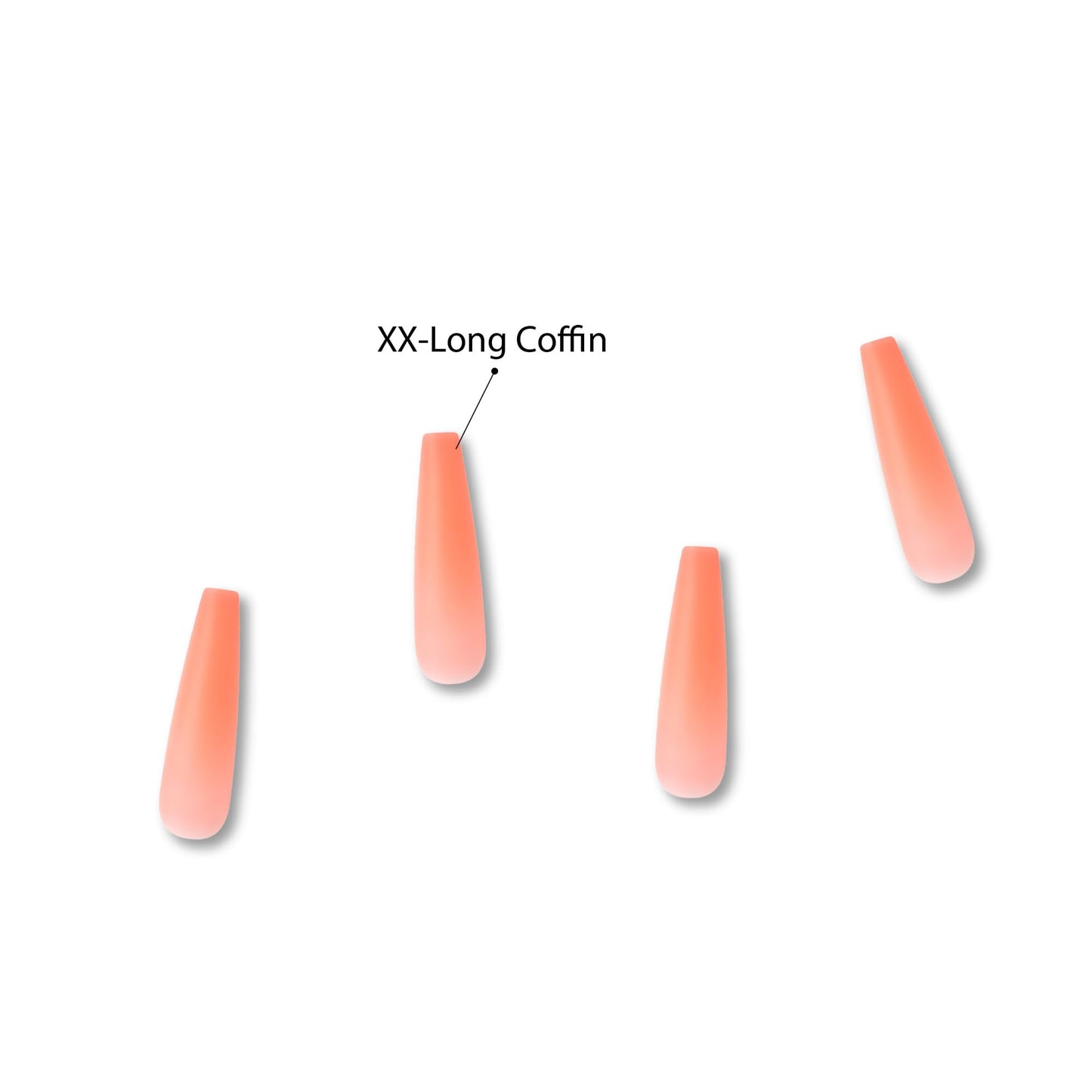 GoldFinger False Nails Kit, Jelly Color Ready to Wear Matte Orange Fake Nails, Manicure Stick and Glue Included, XX-Long Length, Coffin Shape, Long-Lasting Hottest Trend Glue on Nails