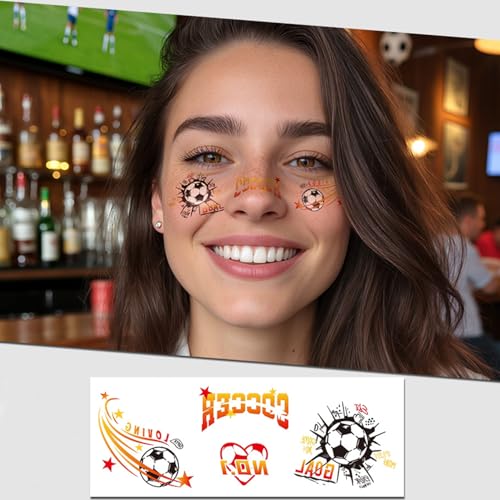 Soccer Face Temporary Tattoos 7 Sheets Waterproof