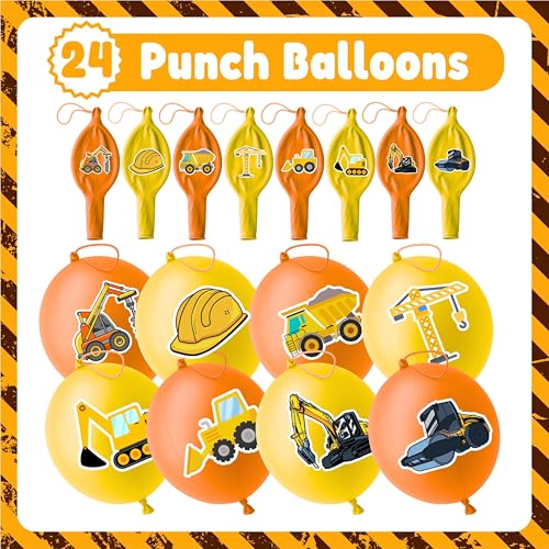 Construction Party Favors - 72 PCS Combo Pack with Balloons & Tattoos