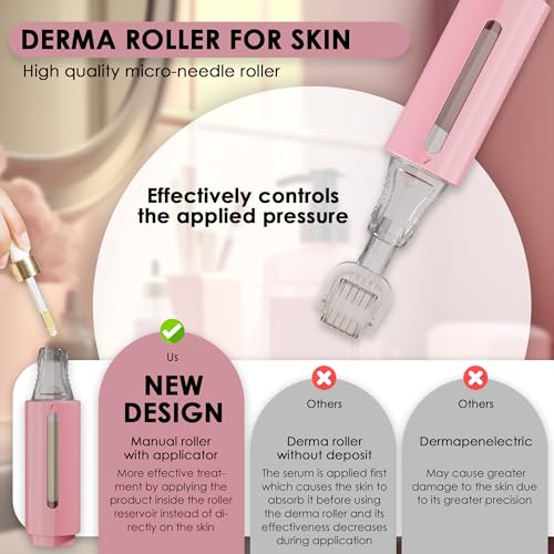 Derma Roller with Serum Tank - 140 Titanium Needles 0.25mm
