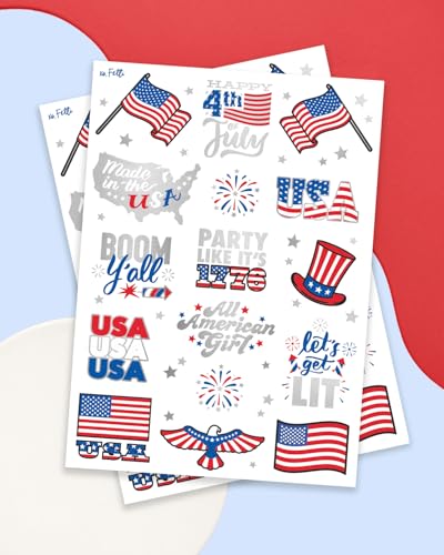4th of July Temporary Tattoos - 30 Styles, Patriotic Party Decor
