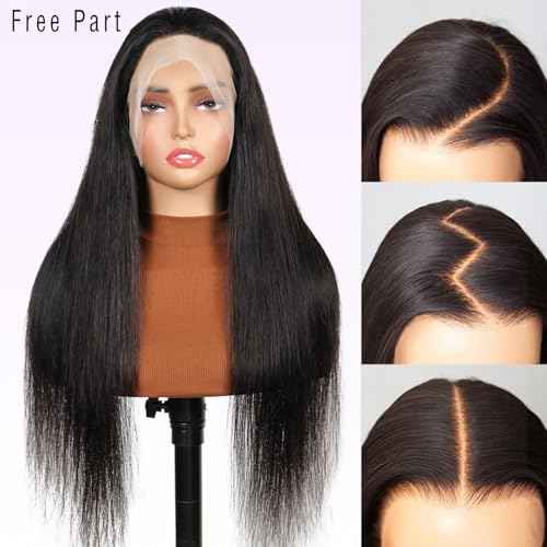 Full Lace Human Hair Wigs 16 Inch Glueless Straight Lace Wigs Human Hair Wig For Women 100% Handmade Invisible Full Lace Wig Natural Black