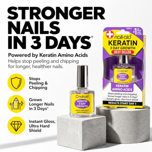 Nail-Aid Keratin Nail Strengthener - 3 Day Growth Treatment for Weak Nails