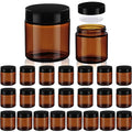 Vitreaux 4oz Amber Glass Jars with Black Lids, 24 Pack