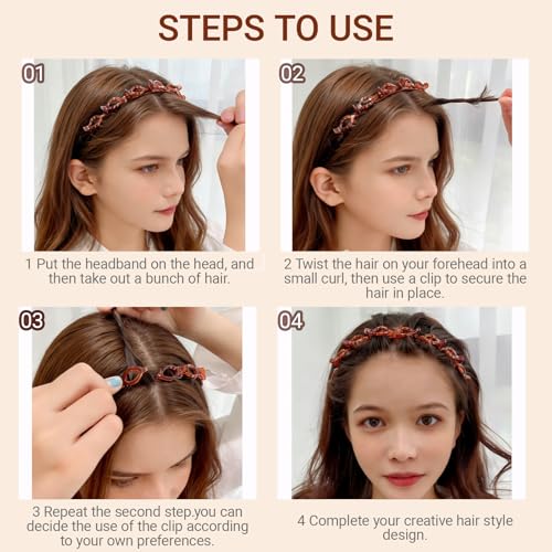LUSTRIB 2-Pack Double Layer Hair Clips with Tooth & Bangs Headbands, Secure Hair Accessories for All Hair Types