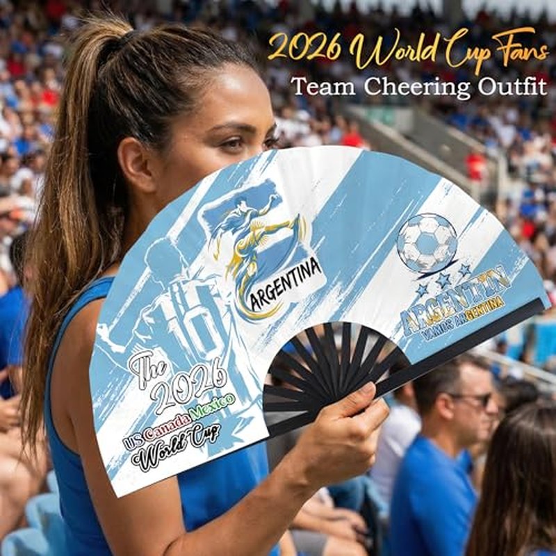 2026 World Soccer Cup Folding Fan - Argentina Design, Game Day Essential