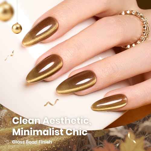 beetles Gel Polish Golden Mirage Cat Eye Gel Nail Polish Set - 6 Colors Glitter Red Green Blue Brown Pink Christmas Gel Nail Kit Magnetic Shine Soak Off UV Winter Salon DIY Manicure Gift for Women