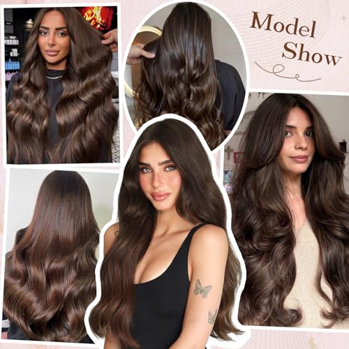 Microlink Hair Extensions Human Hair Chocolate Brown 16inch 50g/pack Micro Loop Microbead Hair Extensions Real Smooth Human Hair Cold Fusion For Women