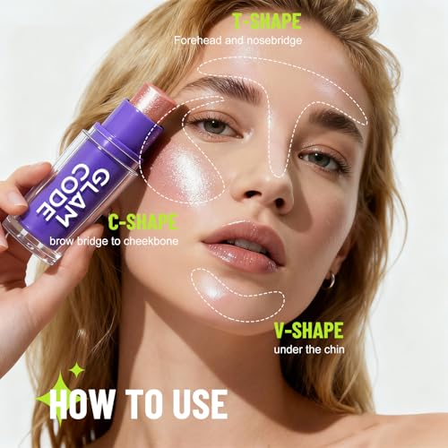 Glam Code Highlighter Stick Duo - Creamy Shimmer Glow Makeup