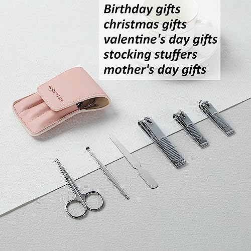 AtiMier Pink Nail Clipper Set for Women & Men with Travel Case