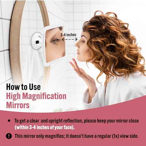 MIRRORVANA 10X Magnifying Makeup Mirror with Suction Cup - Suitable for Cosmetic, Vanity, Bathroom, and Travel Use - Designed for Precise Makeup Application and Skin Care - 6.3" x 6.3" (Square)