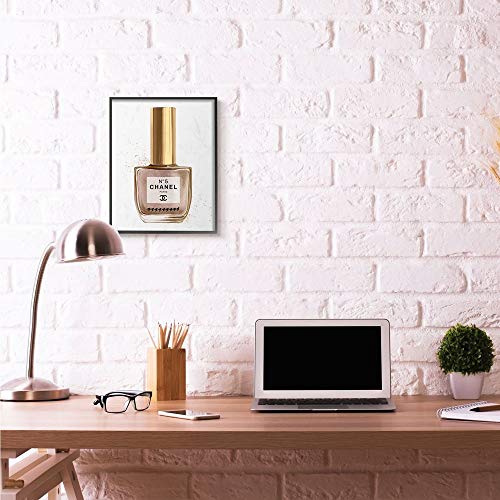 Stupell Industries Makeup Nail Polish Brown Gold Fashion Design Framed Wall Art, Multi-Color