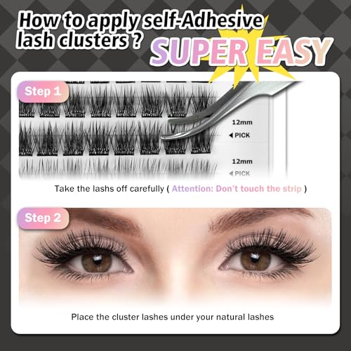 Self Adhesive Eyelash Clusters - 156 Pcs Mixed Sizes