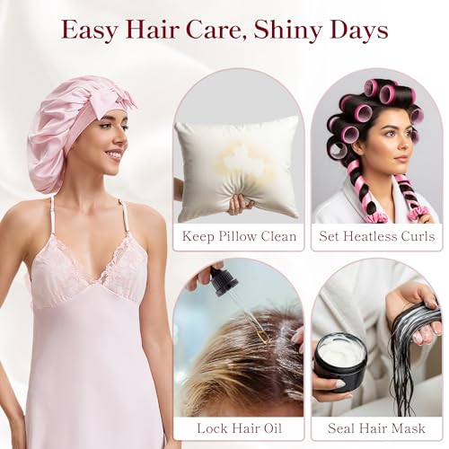 Silk Satin Bonnet for Sleeping - Adjustable Hair Wrap