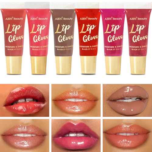 AZEN 24 Pack Lip Gloss Set, Color Lip Oil for Dry Cracked Lips Moisturizing Hydrating Nourishing with Vitamin E