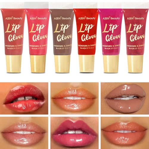 AZEN 24 Pack Lip Gloss Set with Vitamin E & Coconut Oil
