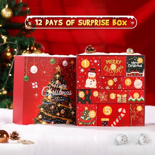 Christmas Gift Baskets for Women, Christmas Advent Calendars 2025 for Adult Women and Teen Girls, Luxury Spa Self Care Christmas Gifts Basket Countdown Calendar for Mom Wife Girlfriend Red