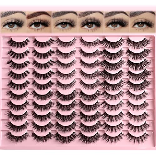 FARRED Lashes Natural False Eyelashes 6 Styles Wispy Strip Lash Pack 30 Pairs Cat Eye Fake Mink Eyelash Strips Short Fluffy Wispies Easy Lashes for Beginners Eye Lash Natural Looking for Daily Makeup