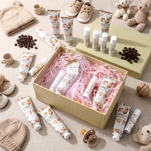 24 Sets a Baby Is Brewing Hand Cream and Lip Balm Gift Baby Shower Party Favors for Guest Coffee Themed Travel Size Hand Lotion and Lip Balm Bulk Babies Shower Birthday Party Supplies
