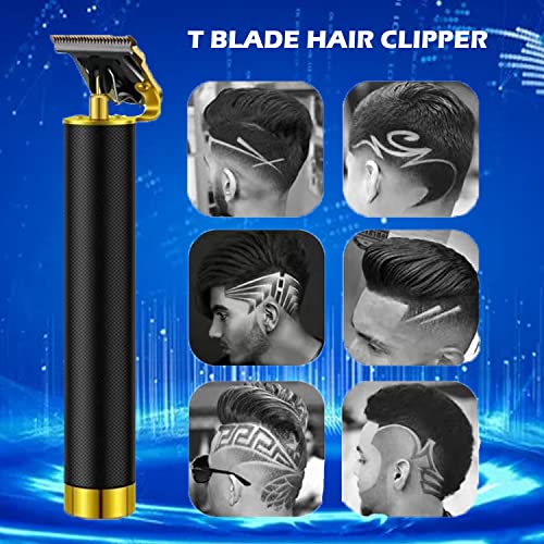 RQTYBUI Hair Clippers for Men, Cordless Electric Hair Trimmer Rechargeable Beard Trimmer Shaver, Electric T Blade Trimmer Zero Gapped Edgers Hair Clippers Cutting Kit with Guide Combs, Black