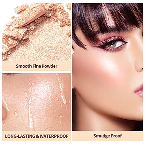 8 Colors Face Highlighter Palette with Mirror & Shimmer