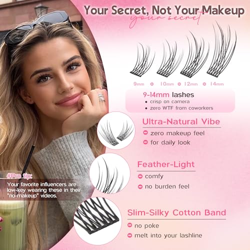 Goddvenus Wispy Lash Clusters - 9-14mm Natural DIY Extensions