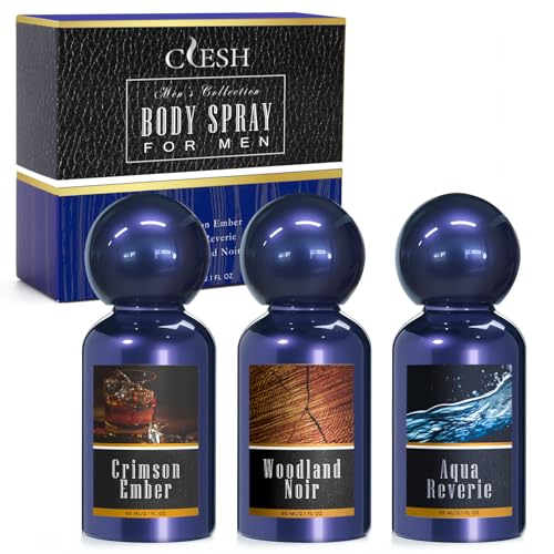 CLESH Men's Body Spray 3-Pack, 2.1 fl oz Travel Size